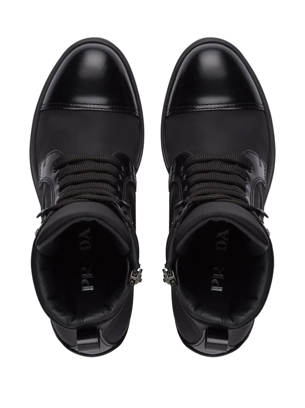 Prada logo plaque ankle boots