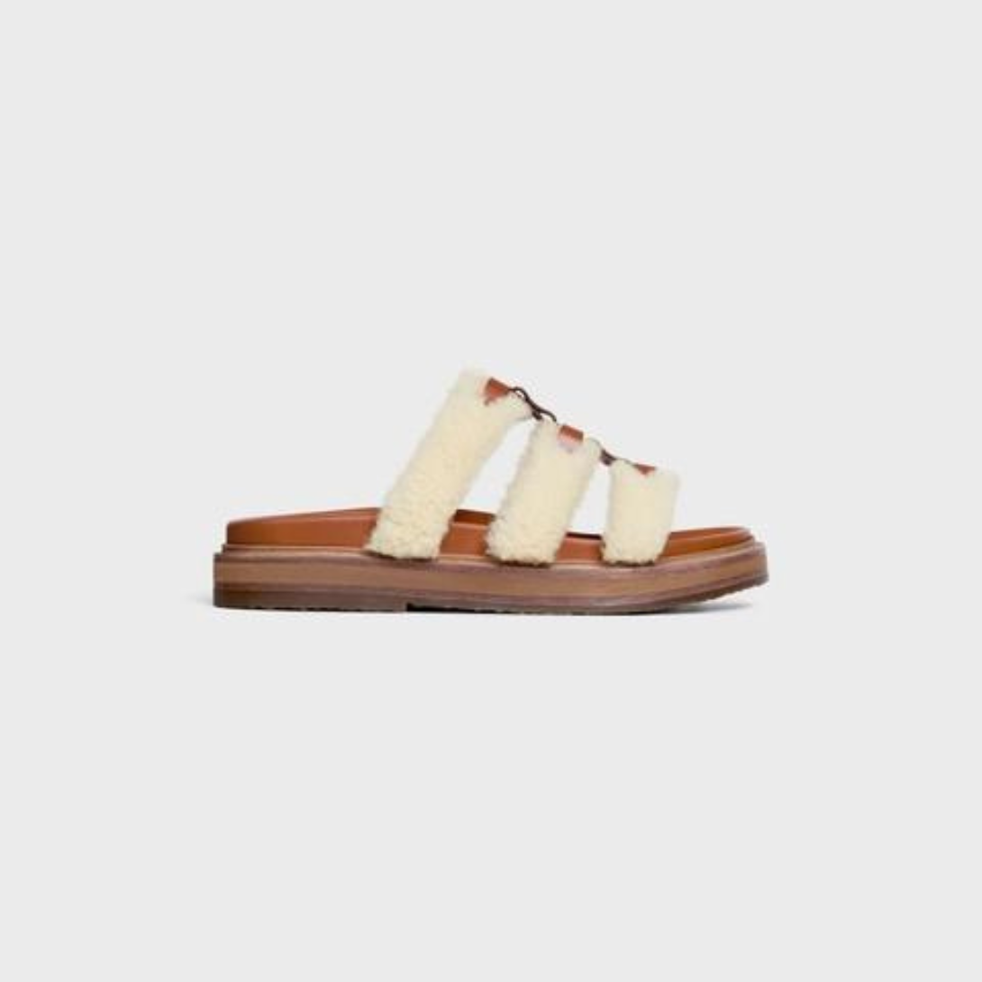 TIPPI SLIDE in SHEARLING AND CALFSKIN