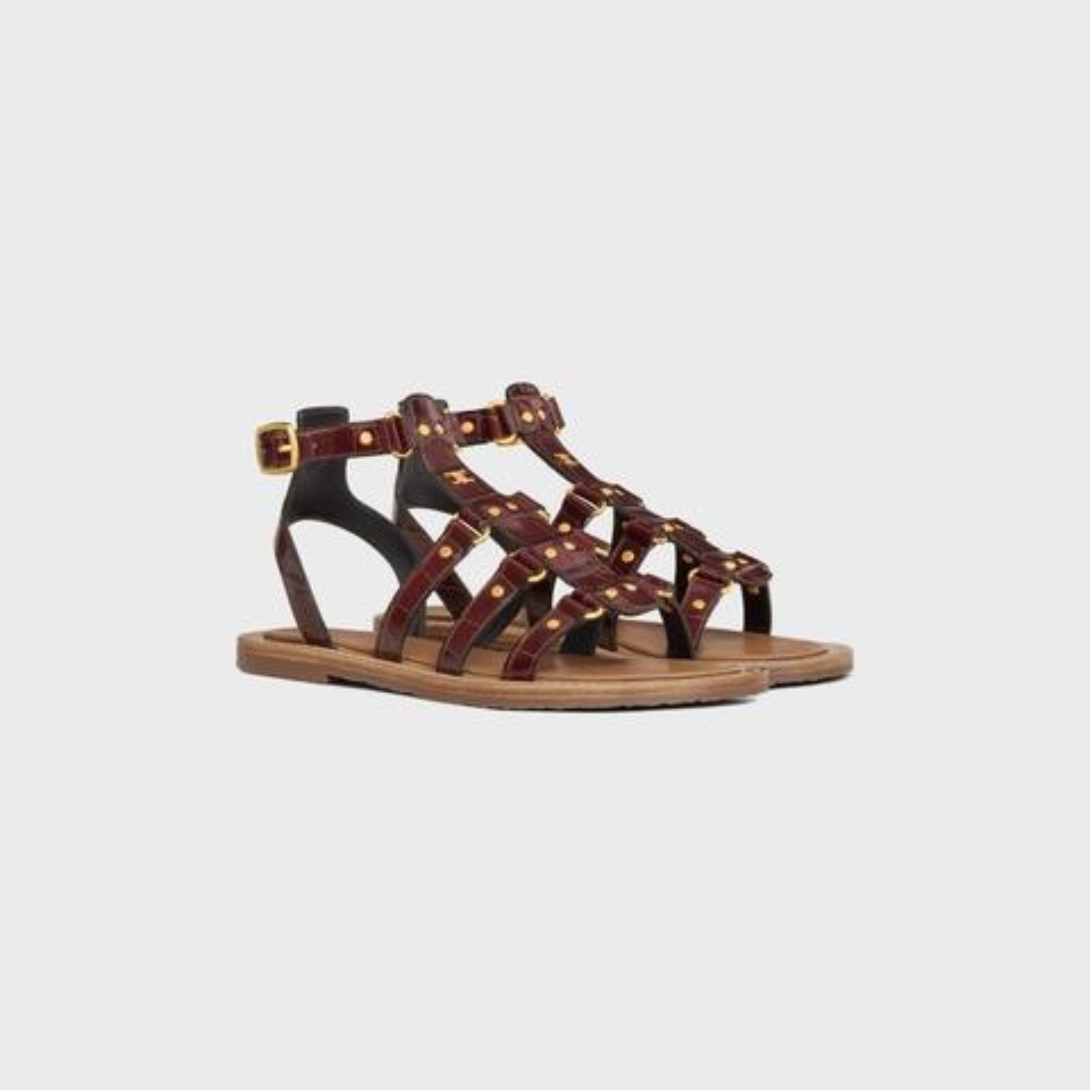 LYMPIA GLADIATOR SANDAL in CROCODILE STAMPED CALFSKIN