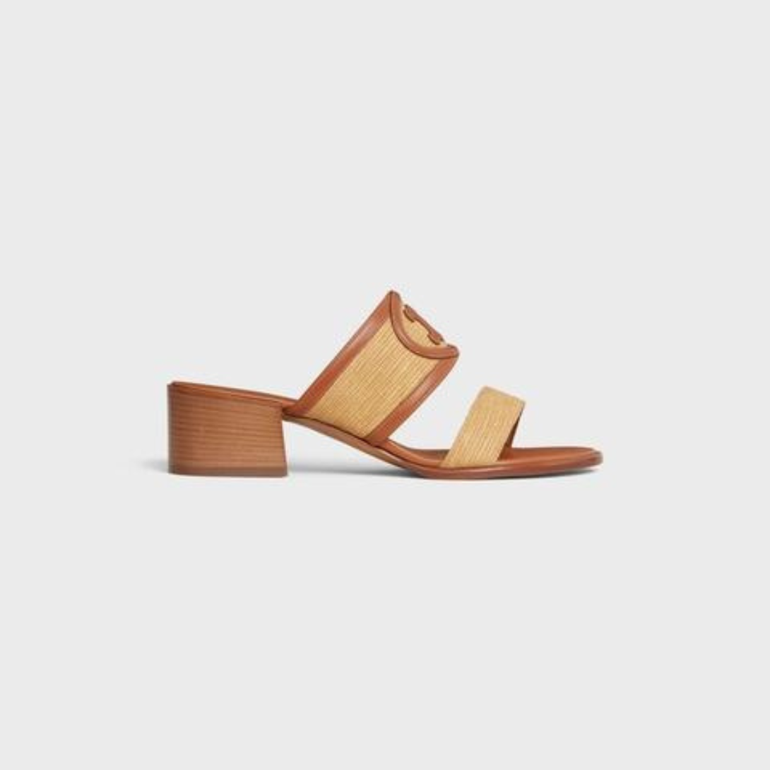 APPOLINE MULE in RAFFIA & CALFSKIN