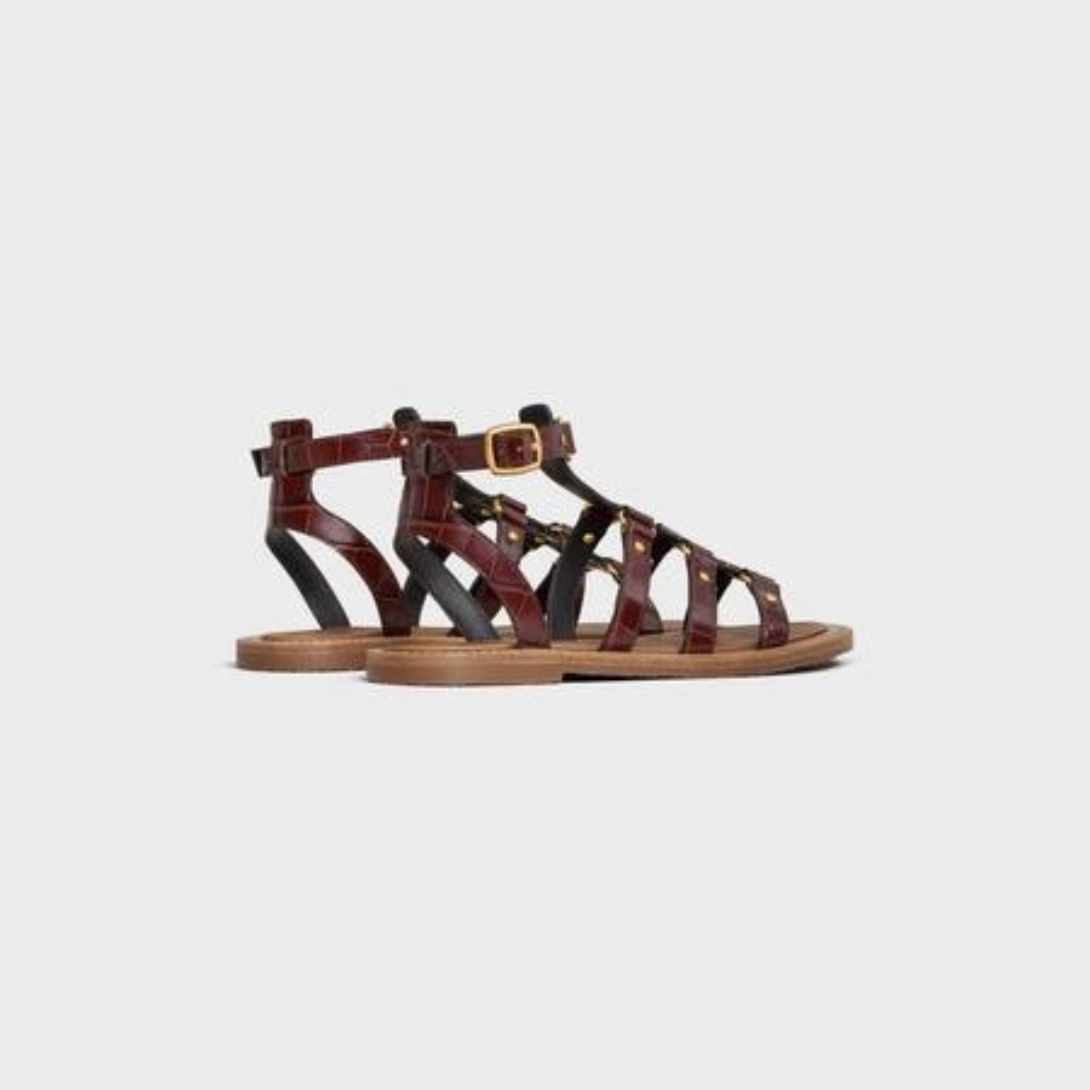 LYMPIA GLADIATOR SANDAL in CROCODILE STAMPED CALFSKIN