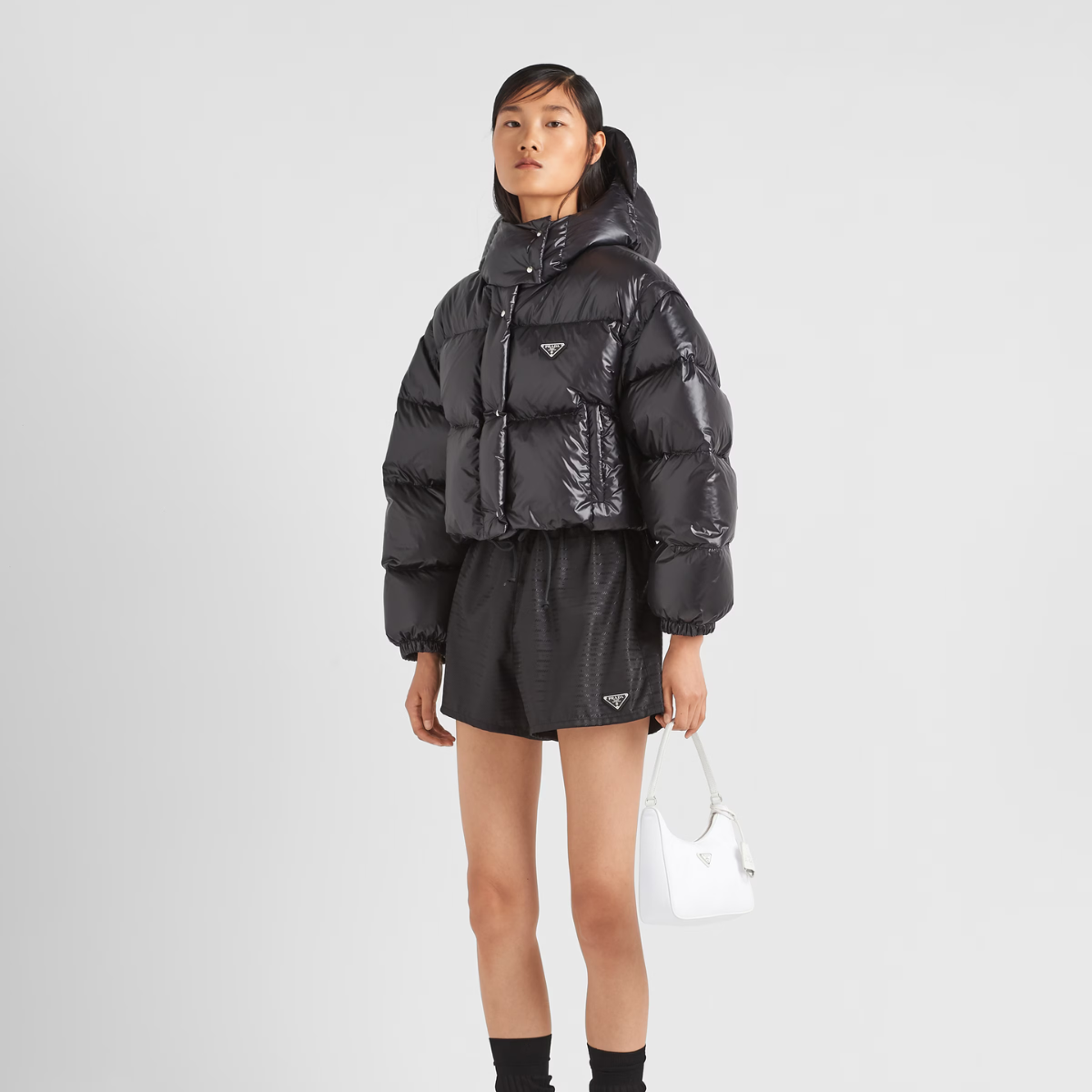 Re-Nylon convertible cropped down jacket