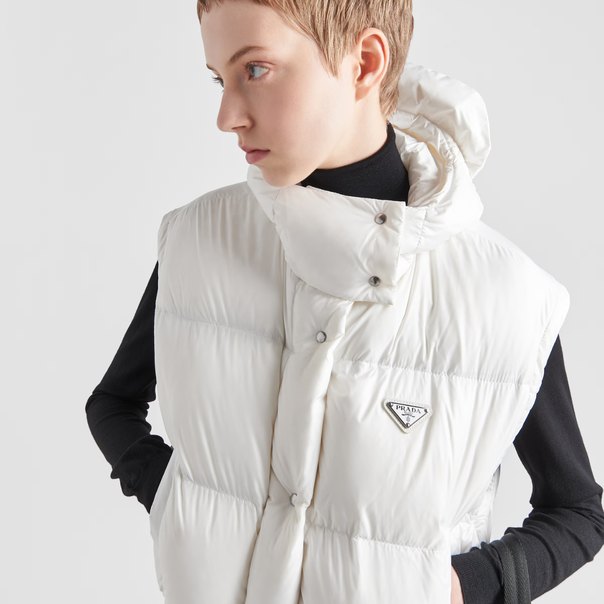 Re-Nylon convertible cropped down jacket