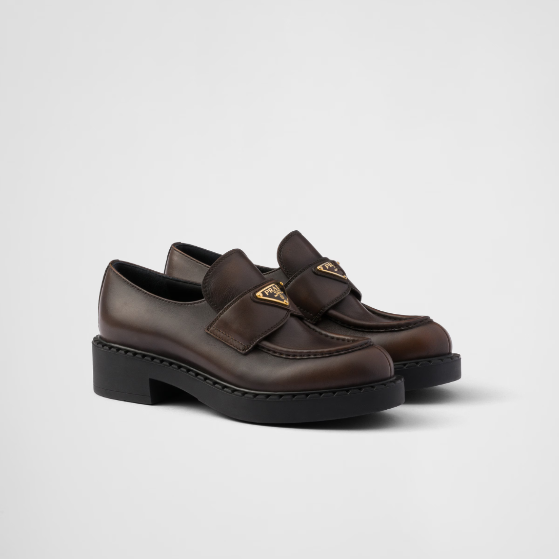 Chocolate leather loafers