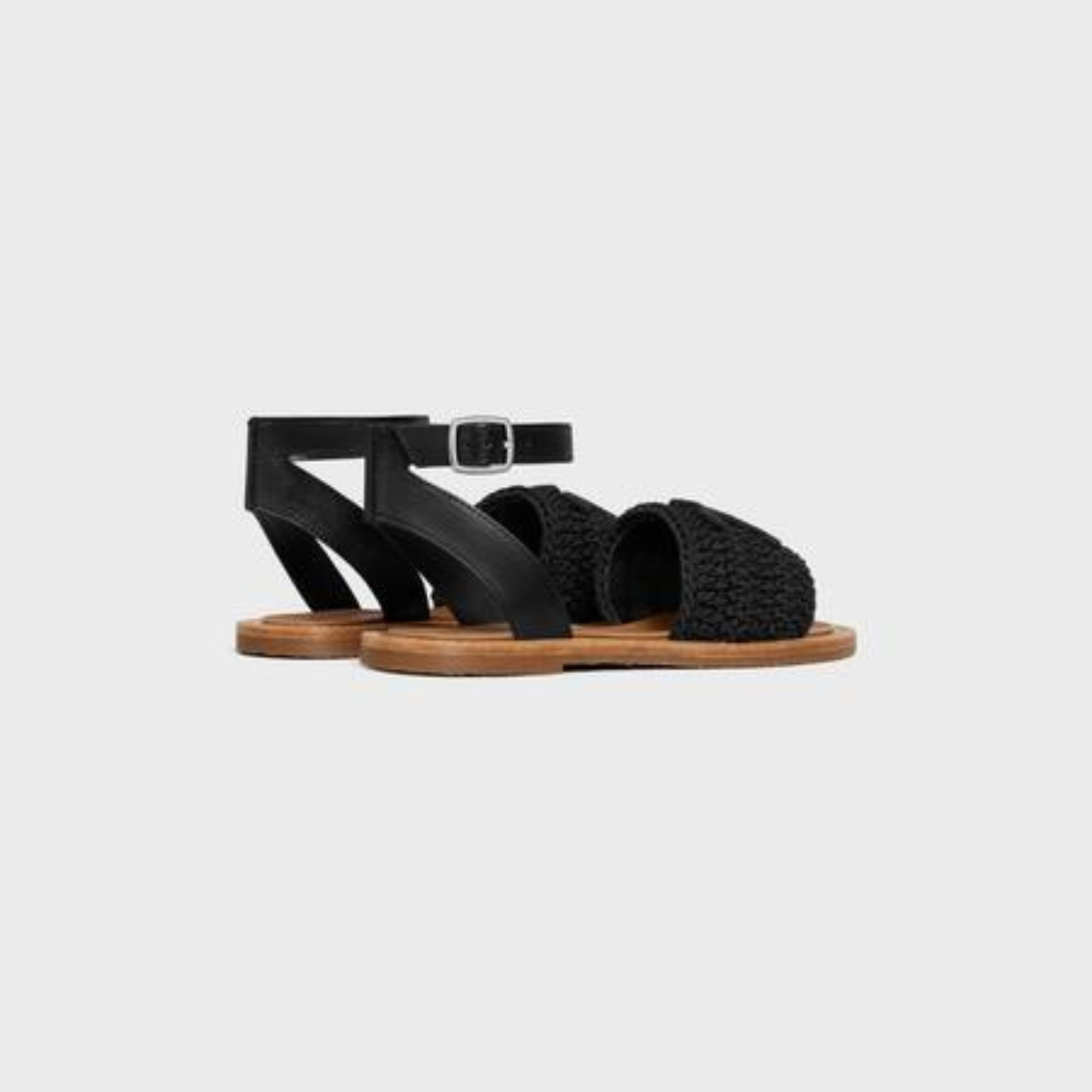 LYMPIA SANDAL in MACCRAMÉ COTTON & CALFSKIN