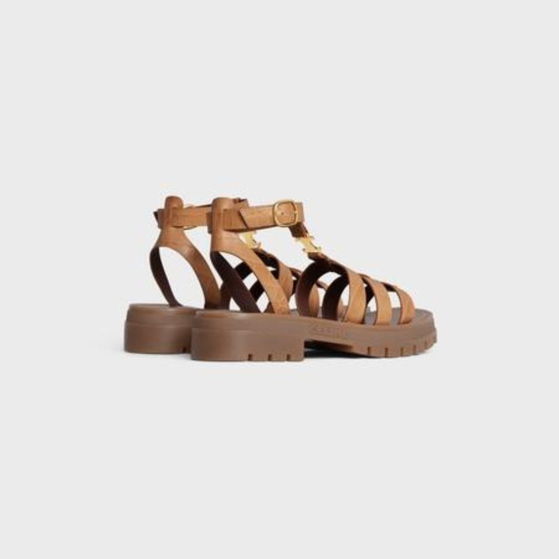 CLEA TRIOMPHE GLADIATOR SANDAL in CROCODILE STAMPED CALFSKIN