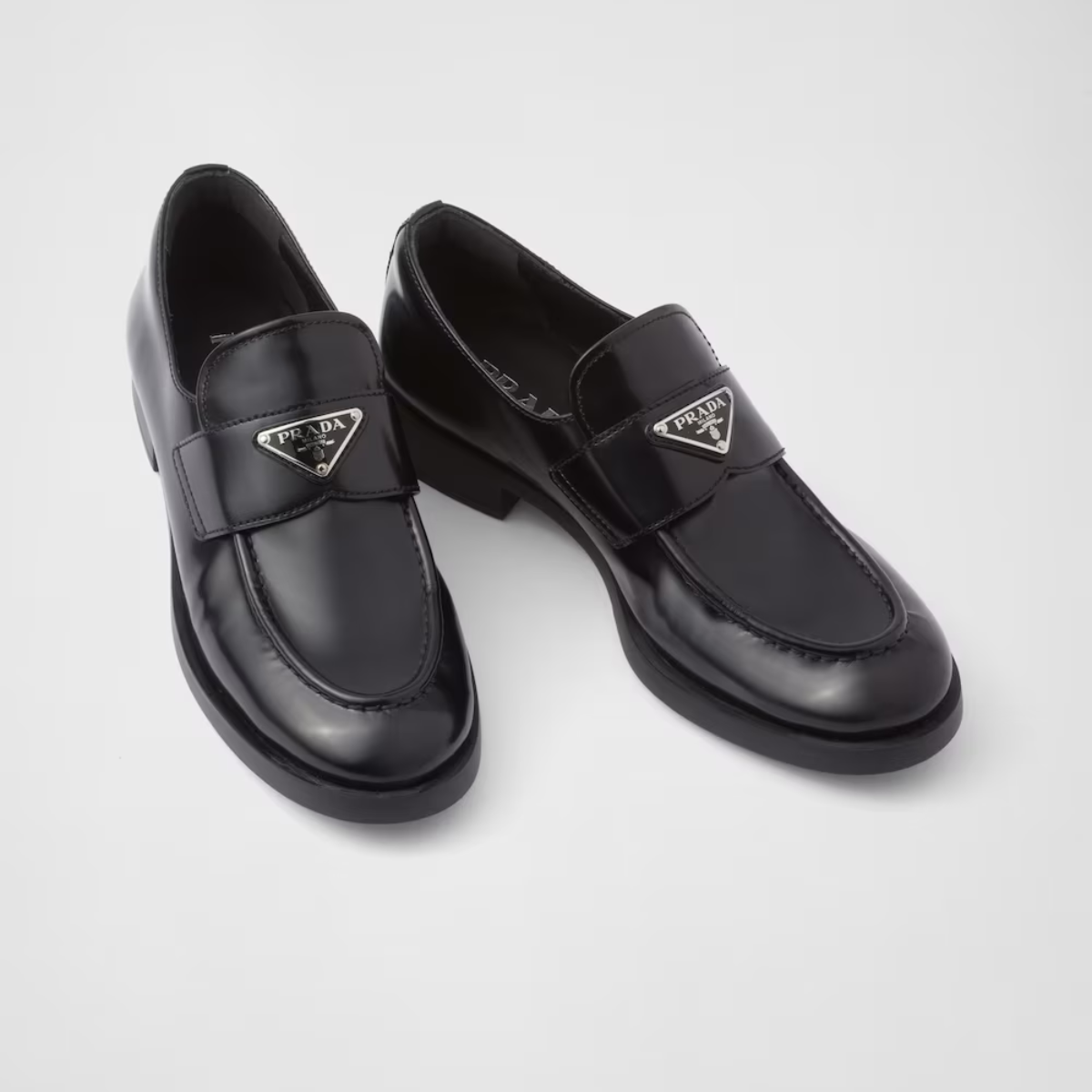 Brushed leather loafers Black