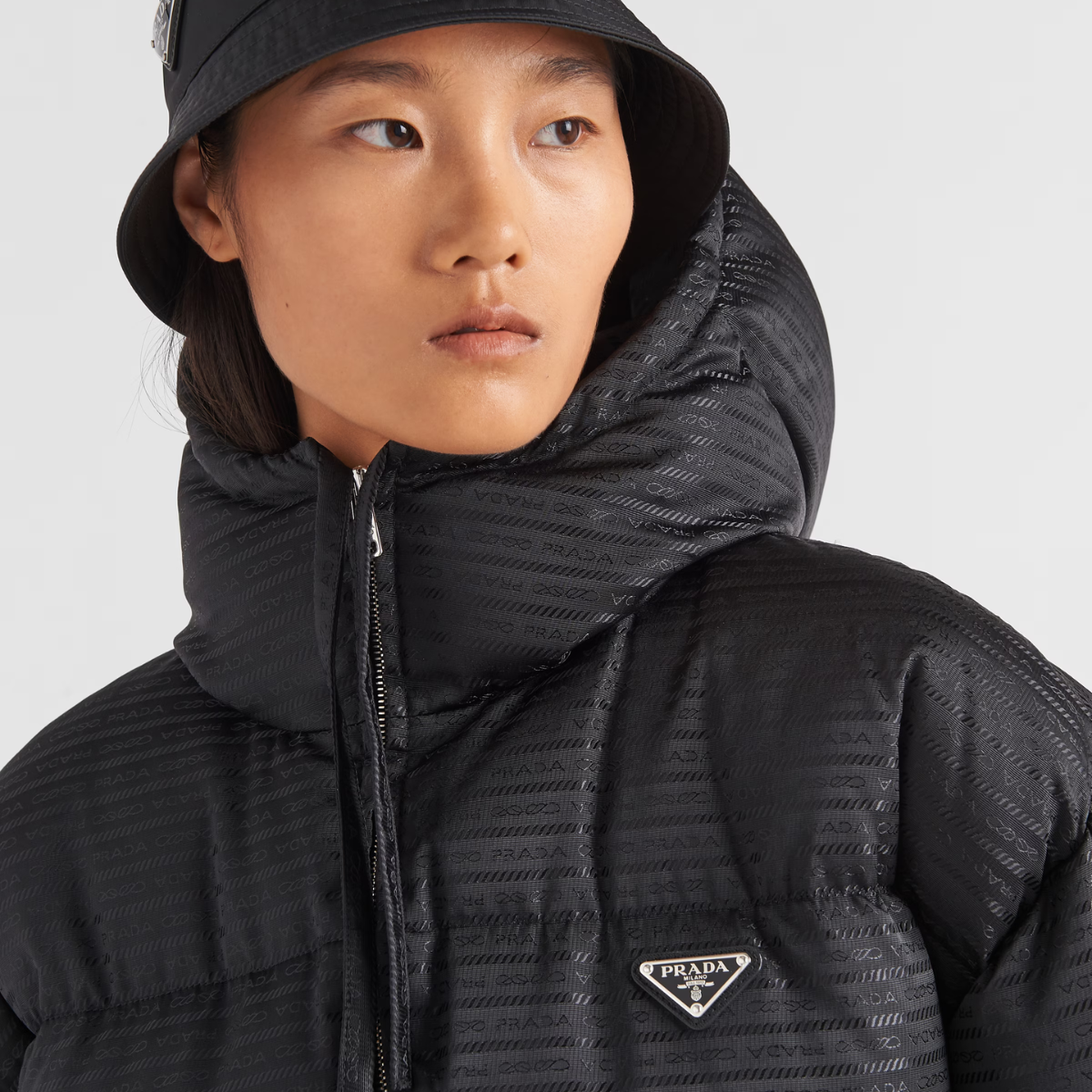 Re-Nylon hooded down jacket