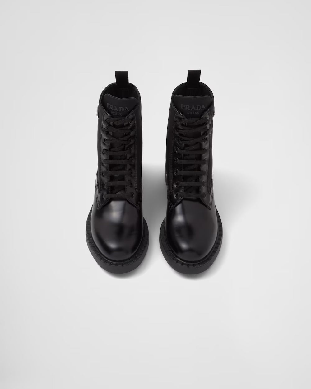 Prada Brushed-leather and Re-Nylon boots