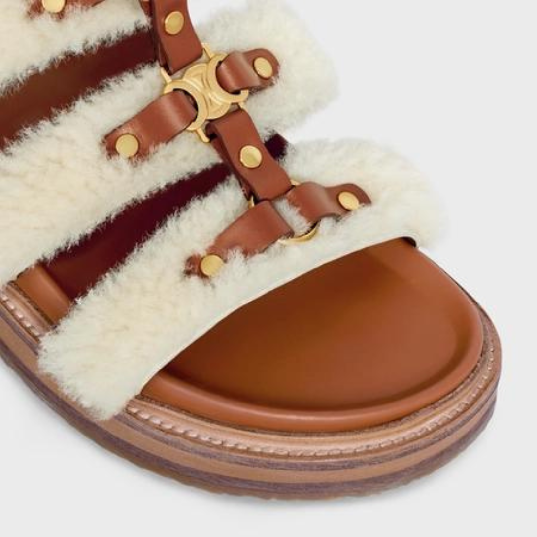 TIPPI SLIDE in SHEARLING AND CALFSKIN