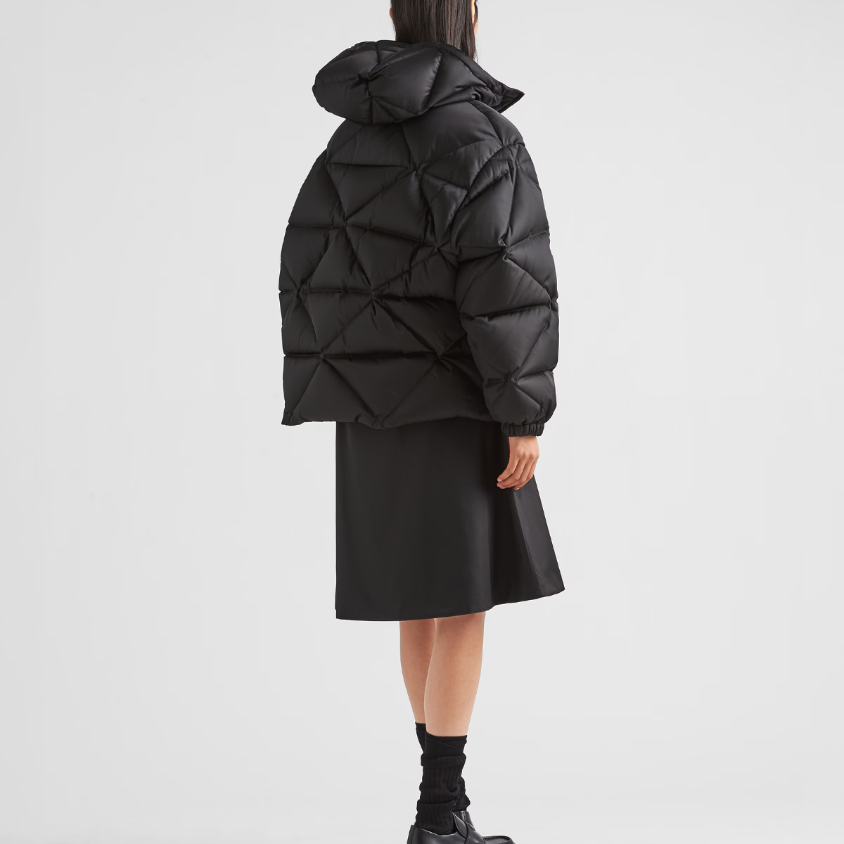 Oversized Re-Nylon Gabardine down jacket