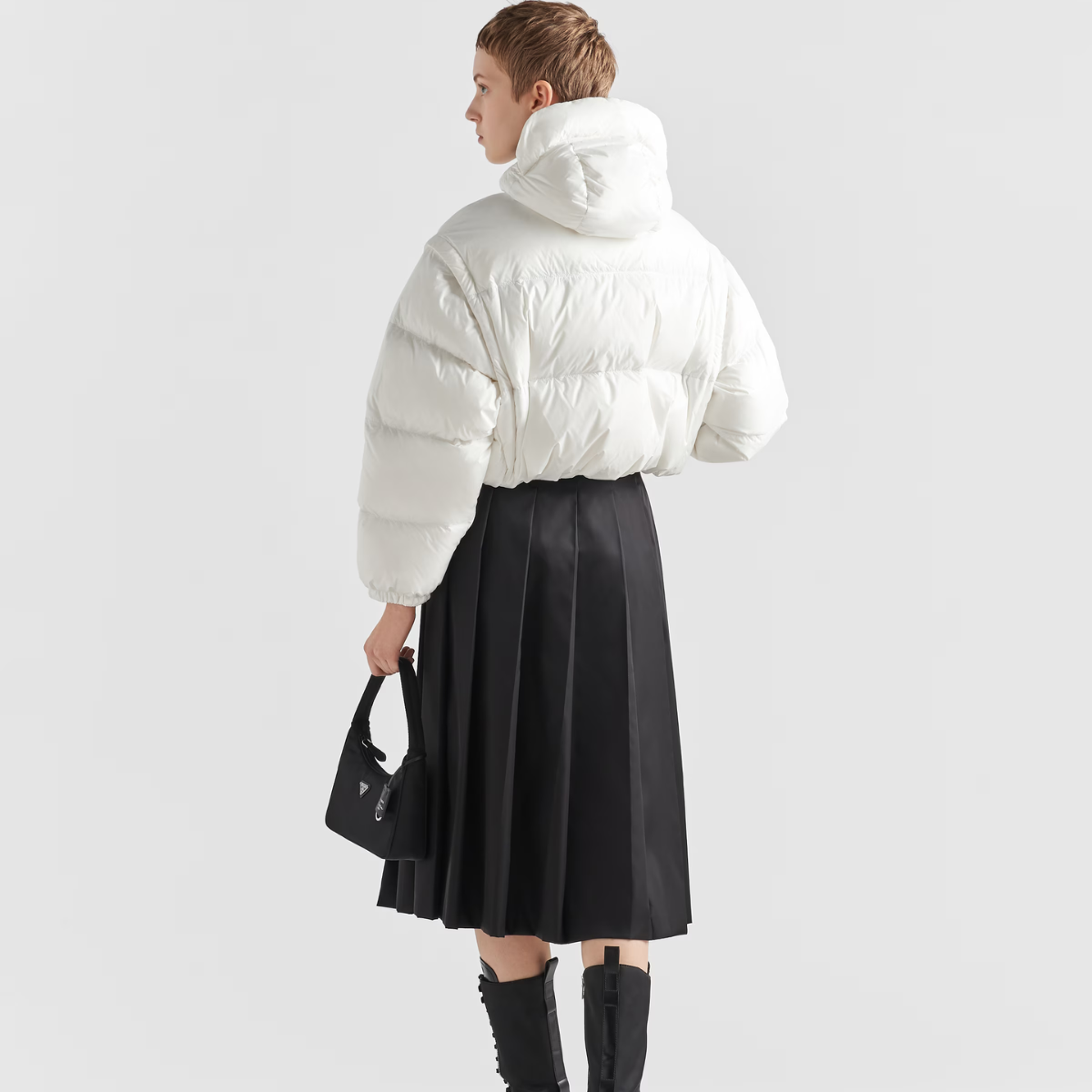 Re-Nylon convertible cropped down jacket