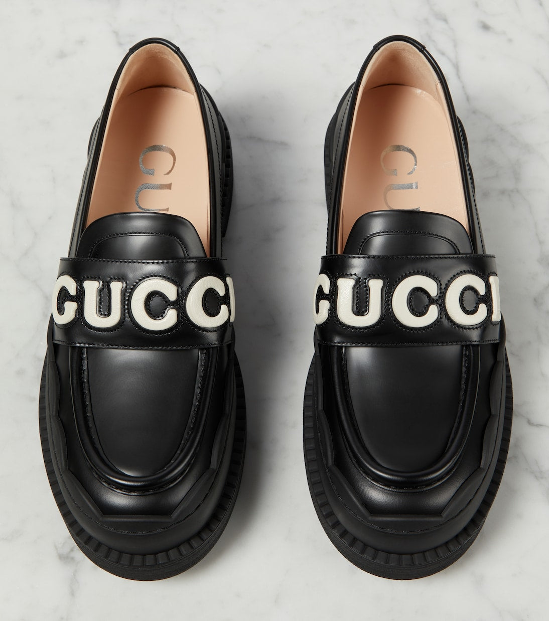 GUCCI Logo leather loafers