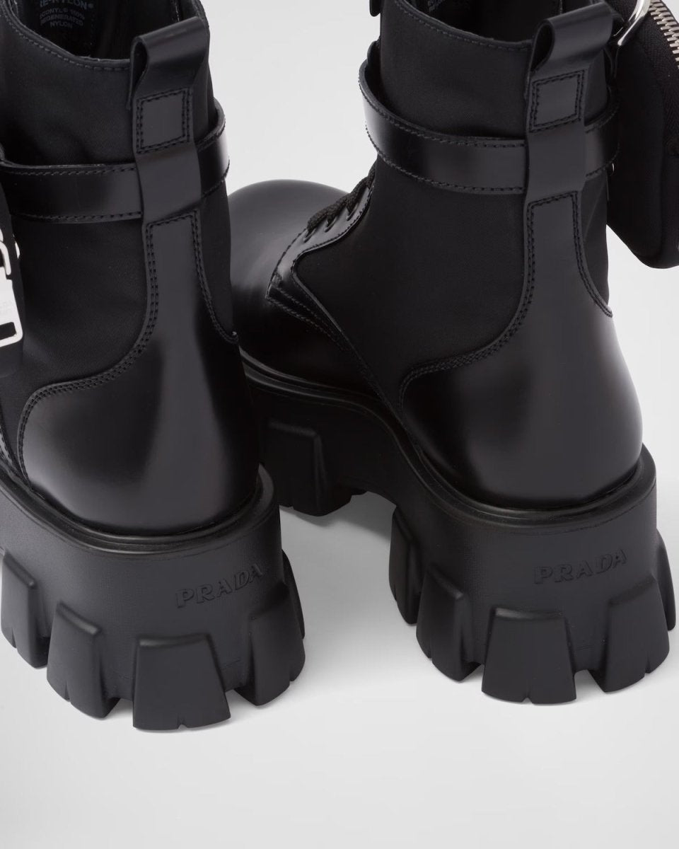 Monolith leather and Re-Nylon boots with pouch