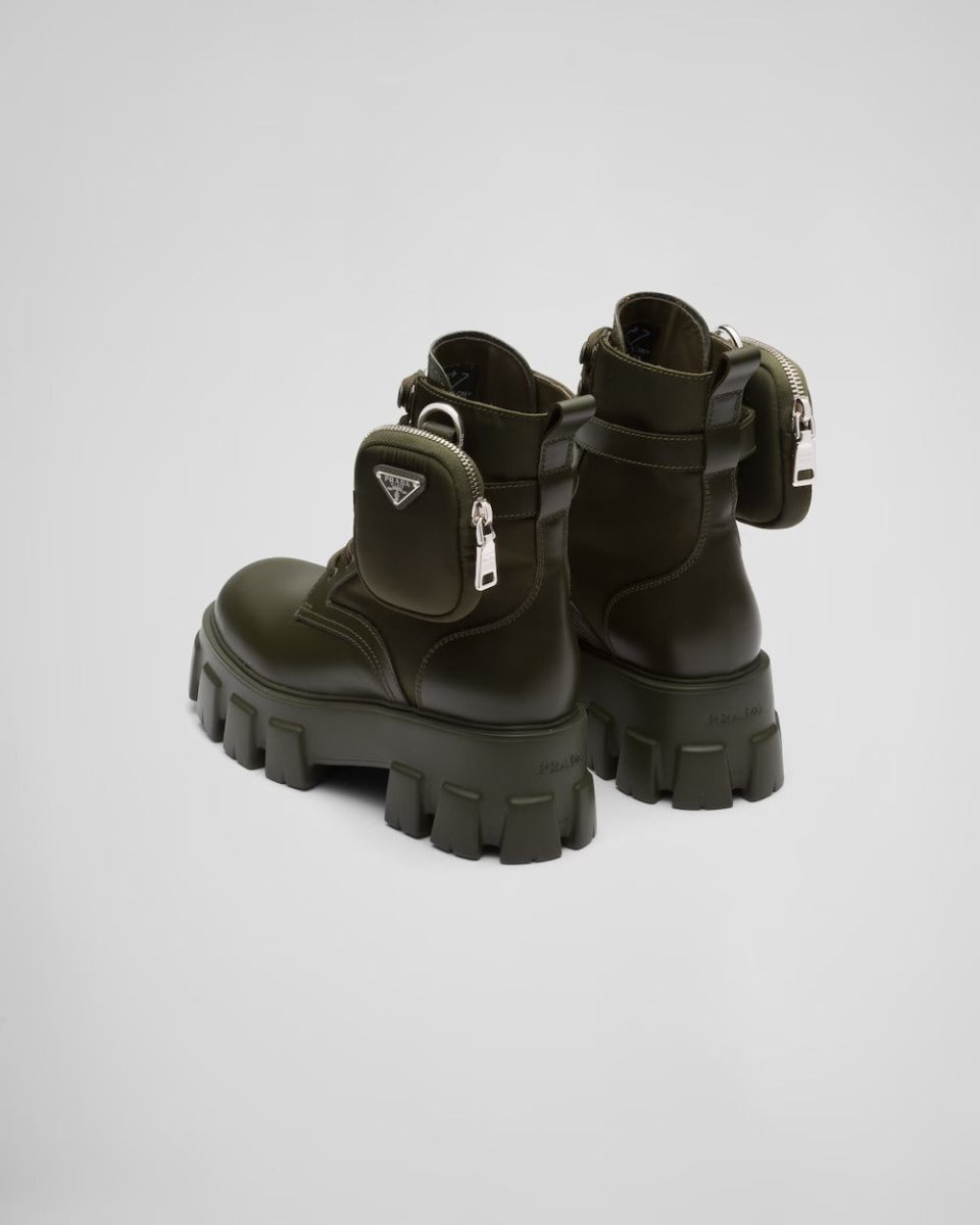 Monolith leather and Re-Nylon boots with pouch