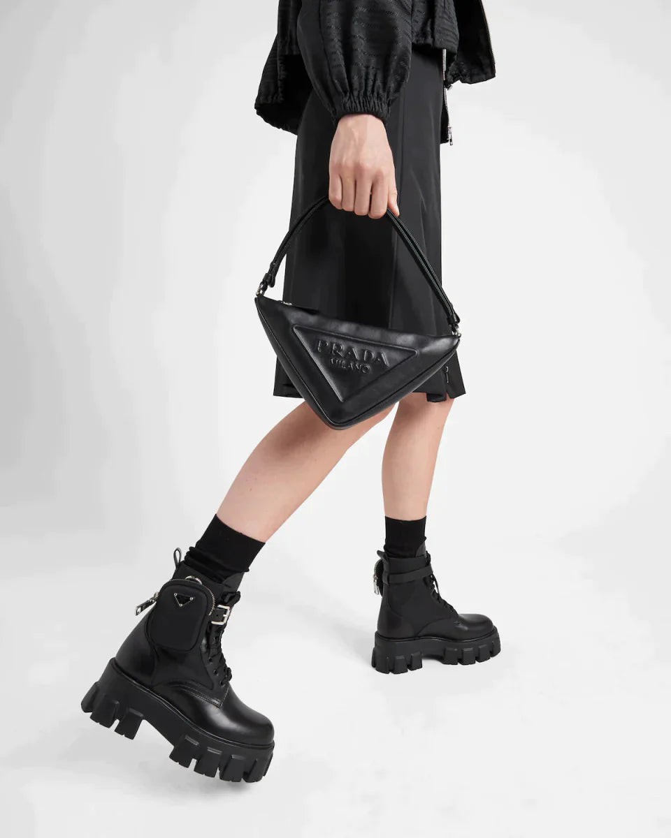 Monolith leather and Re-Nylon boots with pouch